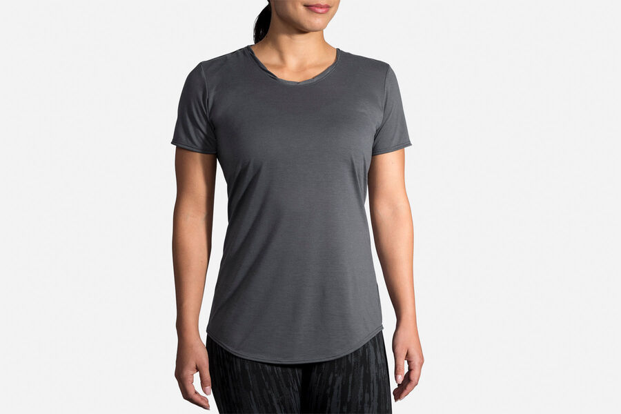 Womens Brooks Distance Sleeve Tops Asphalt | 068245-SXT